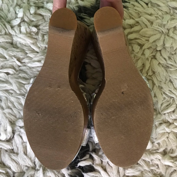 Y2K Steve Madden Silver Metallic Wedges sz 8 - Picture 7 of 7